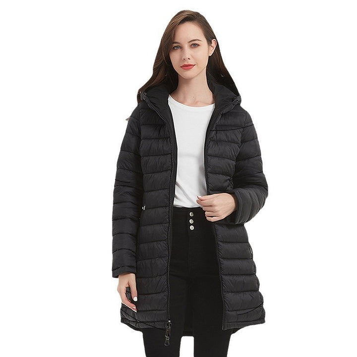 European Women's Mid-length Autumn And Winter Wear Hooded Cotton Jacket