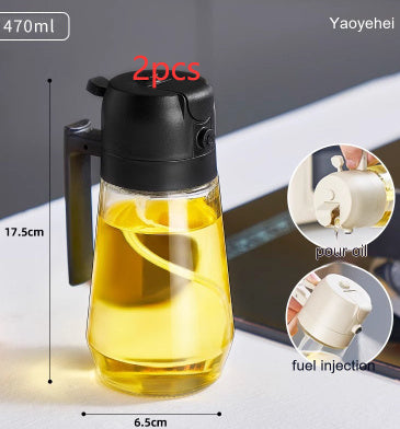 470ML Olive Oil Sprayer Dispenser For Cooking BBQ 2 In 1 Glass Oil Vinegar Soy Sauce Spray Kitchen Oil Bottle For Air Fryer