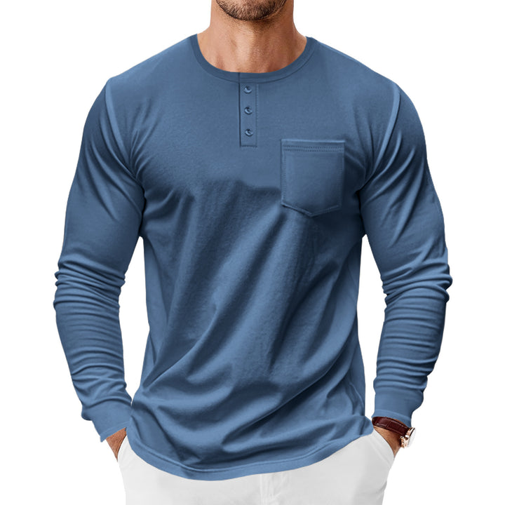 Men's Spring And Autumn Henley Shirt Long Sleeve